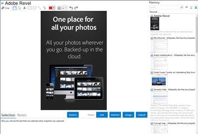 Adobe Revel - Flamory bookmarks and screenshots