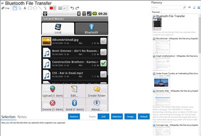 Bluetooth File Transfer - Flamory bookmarks and screenshots