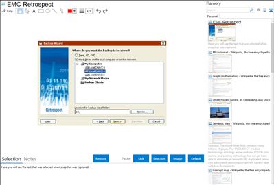 EMC Retrospect - Flamory bookmarks and screenshots