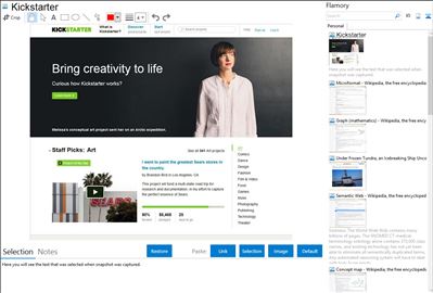 Kickstarter - Flamory bookmarks and screenshots