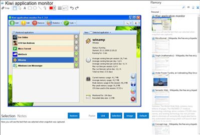 Kiwi application monitor - Flamory bookmarks and screenshots