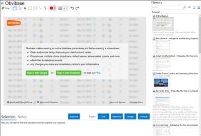Obvibase - Flamory bookmarks and screenshots
