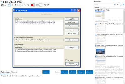 PDF2Text Pilot - Flamory bookmarks and screenshots