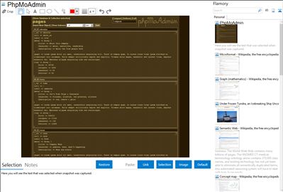 PhpMoAdmin - Flamory bookmarks and screenshots