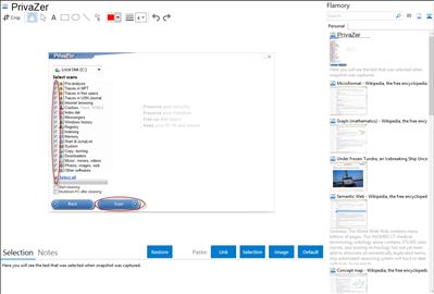 PrivaZer - Flamory bookmarks and screenshots