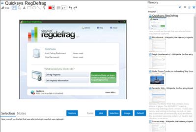 Quicksys RegDefrag - Flamory bookmarks and screenshots