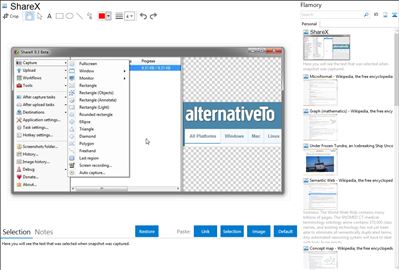 ShareX - Flamory bookmarks and screenshots