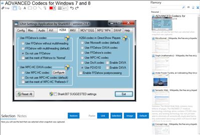 ADVANCED Codecs for Windows 7 and 8 - Flamory bookmarks and screenshots