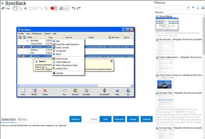 SyncBack - Flamory bookmarks and screenshots