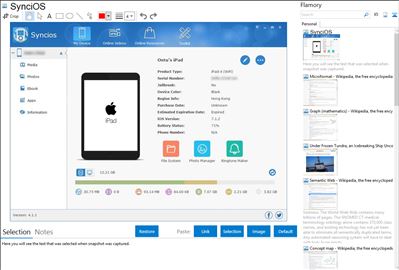 SynciOS - Flamory bookmarks and screenshots