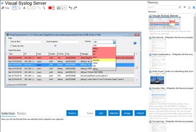 Visual Syslog Server - Flamory bookmarks and screenshots
