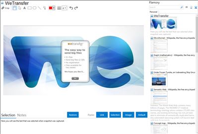 WeTransfer - Flamory bookmarks and screenshots