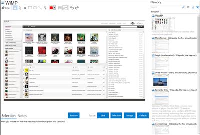 WiMP - Flamory bookmarks and screenshots