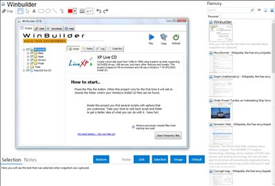 Winbuilder - Flamory bookmarks and screenshots