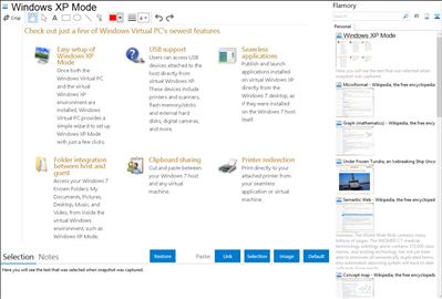 Windows XP Mode - Flamory bookmarks and screenshots