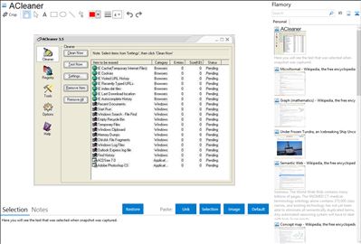 ACleaner - Flamory bookmarks and screenshots