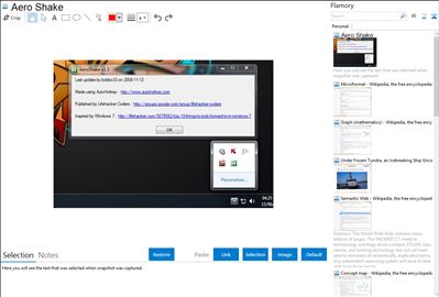 Aero Shake - Flamory bookmarks and screenshots