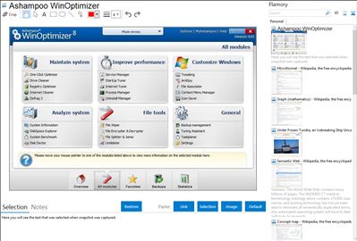Ashampoo WinOptimizer - Flamory bookmarks and screenshots