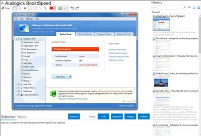 Auslogics BoostSpeed - Flamory bookmarks and screenshots