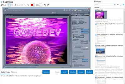 Carrara - Flamory bookmarks and screenshots