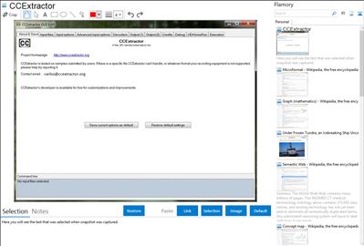 CCExtractor - Flamory bookmarks and screenshots