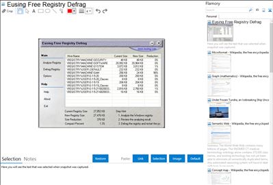 Eusing Free Registry Defrag - Flamory bookmarks and screenshots