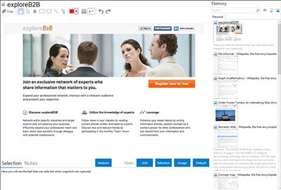 exploreB2B - Flamory bookmarks and screenshots
