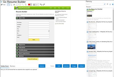 Go Resume Builder - Flamory bookmarks and screenshots