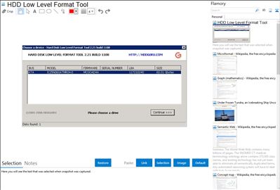 HDD Low Level Format Tool - Flamory bookmarks and screenshots