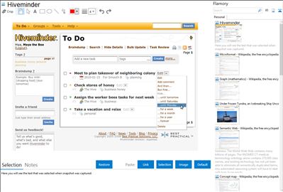 Hiveminder - Flamory bookmarks and screenshots