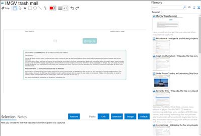 IMGV trash mail - Flamory bookmarks and screenshots