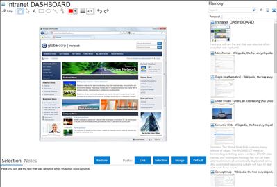 Intranet DASHBOARD - Flamory bookmarks and screenshots