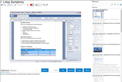 Lotus Symphony - Flamory bookmarks and screenshots