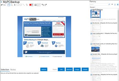 MyPCBackup - Flamory bookmarks and screenshots