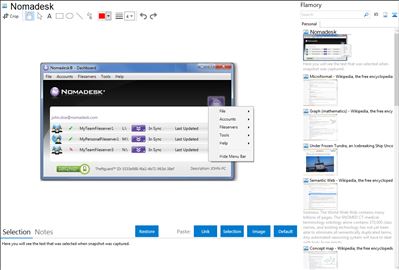 Nomadesk - Flamory bookmarks and screenshots