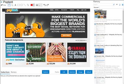 Poptent - Flamory bookmarks and screenshots