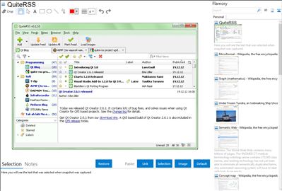 QuiteRSS - Flamory bookmarks and screenshots