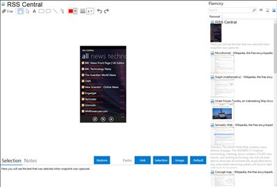 RSS Central - Flamory bookmarks and screenshots