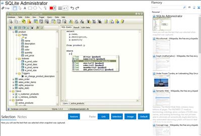SQLite Administrator - Flamory bookmarks and screenshots