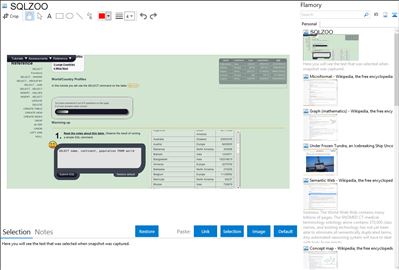 SQLZOO - Flamory bookmarks and screenshots