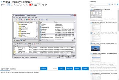 Vilma Registry Explorer - Flamory bookmarks and screenshots