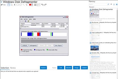 Windows Disk Defragmenter - Flamory bookmarks and screenshots